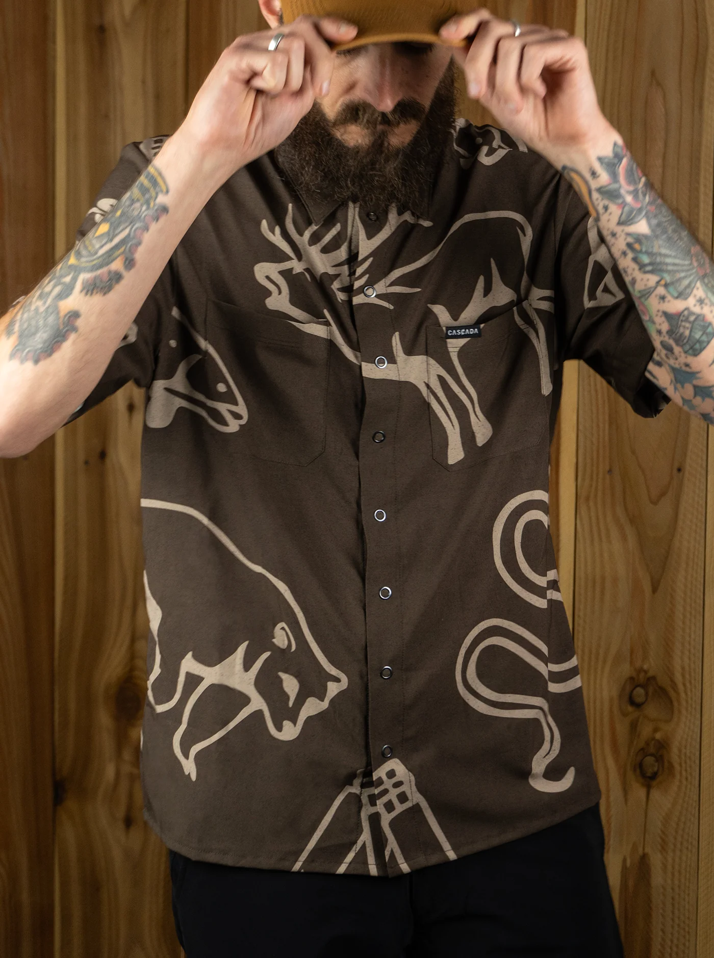 Howling Button Up Shirt - Forest Forge - Brown - Image 6