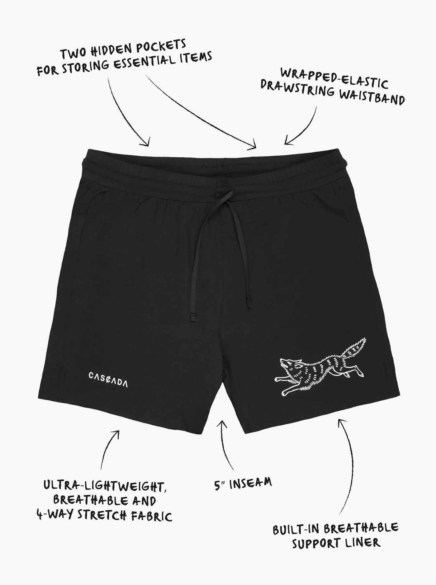 Wolf Running Shorts - Black - Image 9